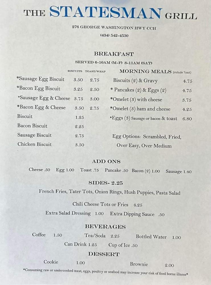 Statesman Grill Bacon & Egg